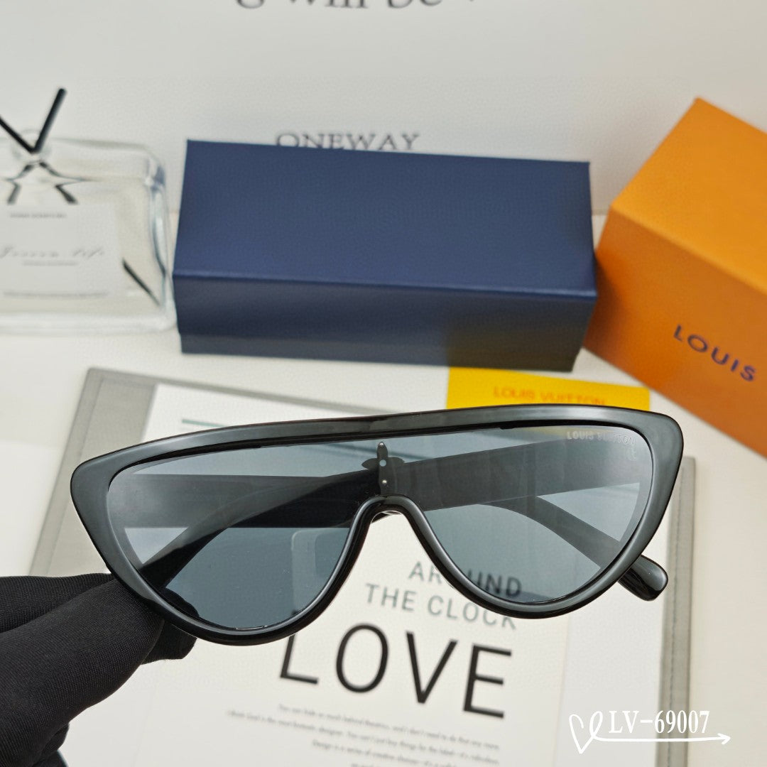 SPLIT CAT EYE SUNGLASSES 69007 IN ACETATE - Black