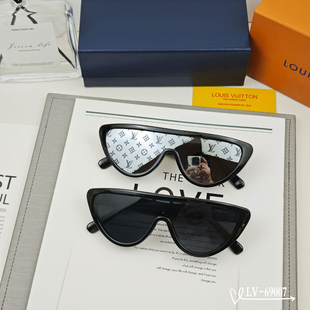 SPLIT CAT EYE SUNGLASSES 69007 IN ACETATE - Black