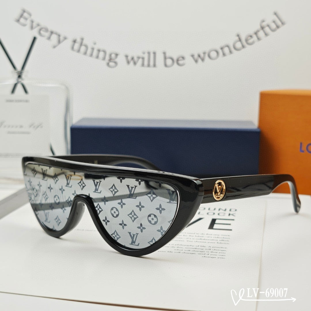 SPLIT CAT EYE SUNGLASSES 69007 IN ACETATE - Black