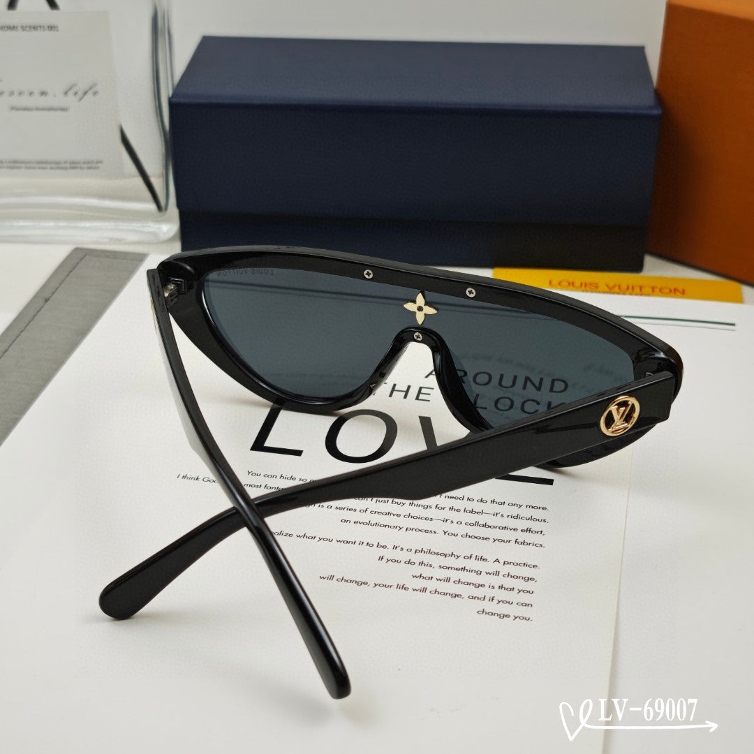 SPLIT CAT EYE SUNGLASSES 69007 IN ACETATE - Black