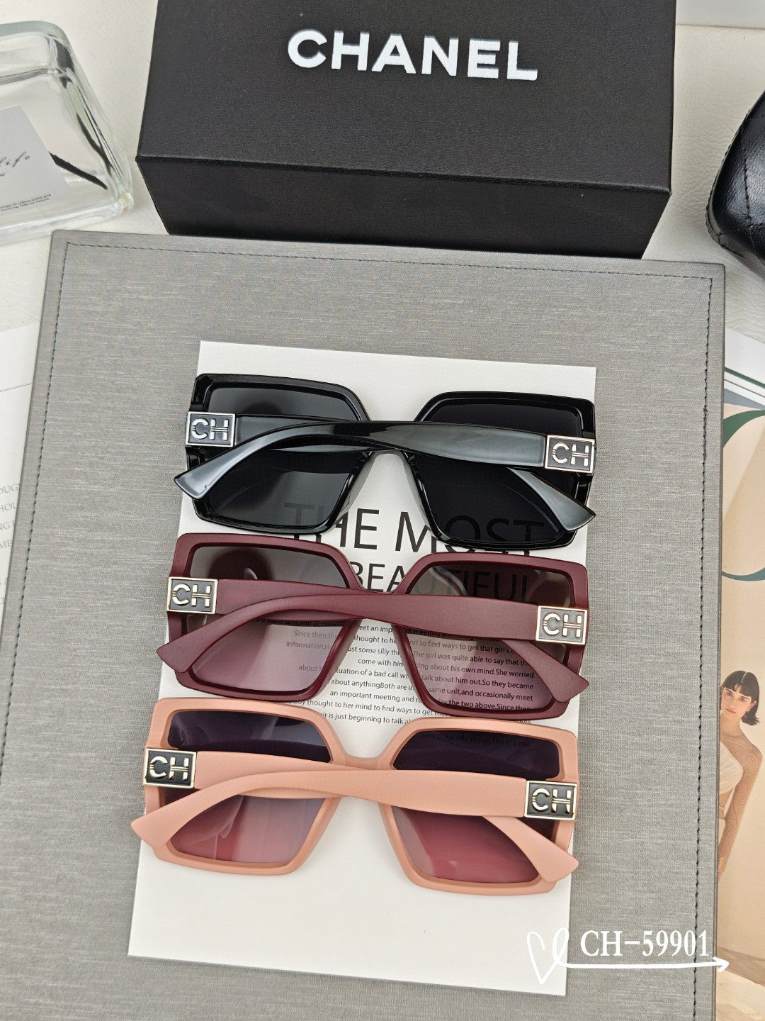 SQUARE SUNGLASSES 59901 IN ACETATE - Red