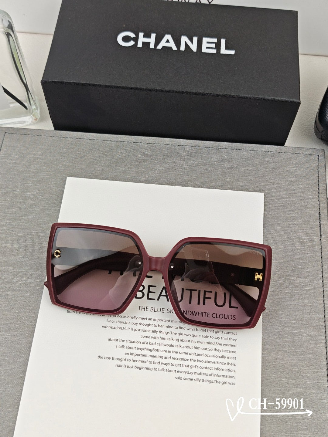 SQUARE SUNGLASSES 59901 IN ACETATE - Red