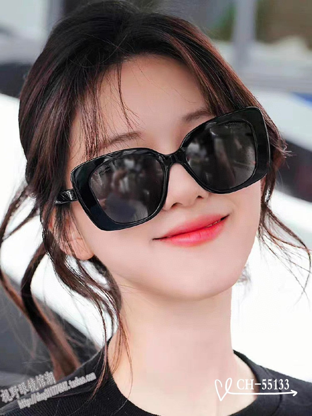 SQUARE SUNGLASSES 55133 IN ACETATE METAL FRAME - Black
