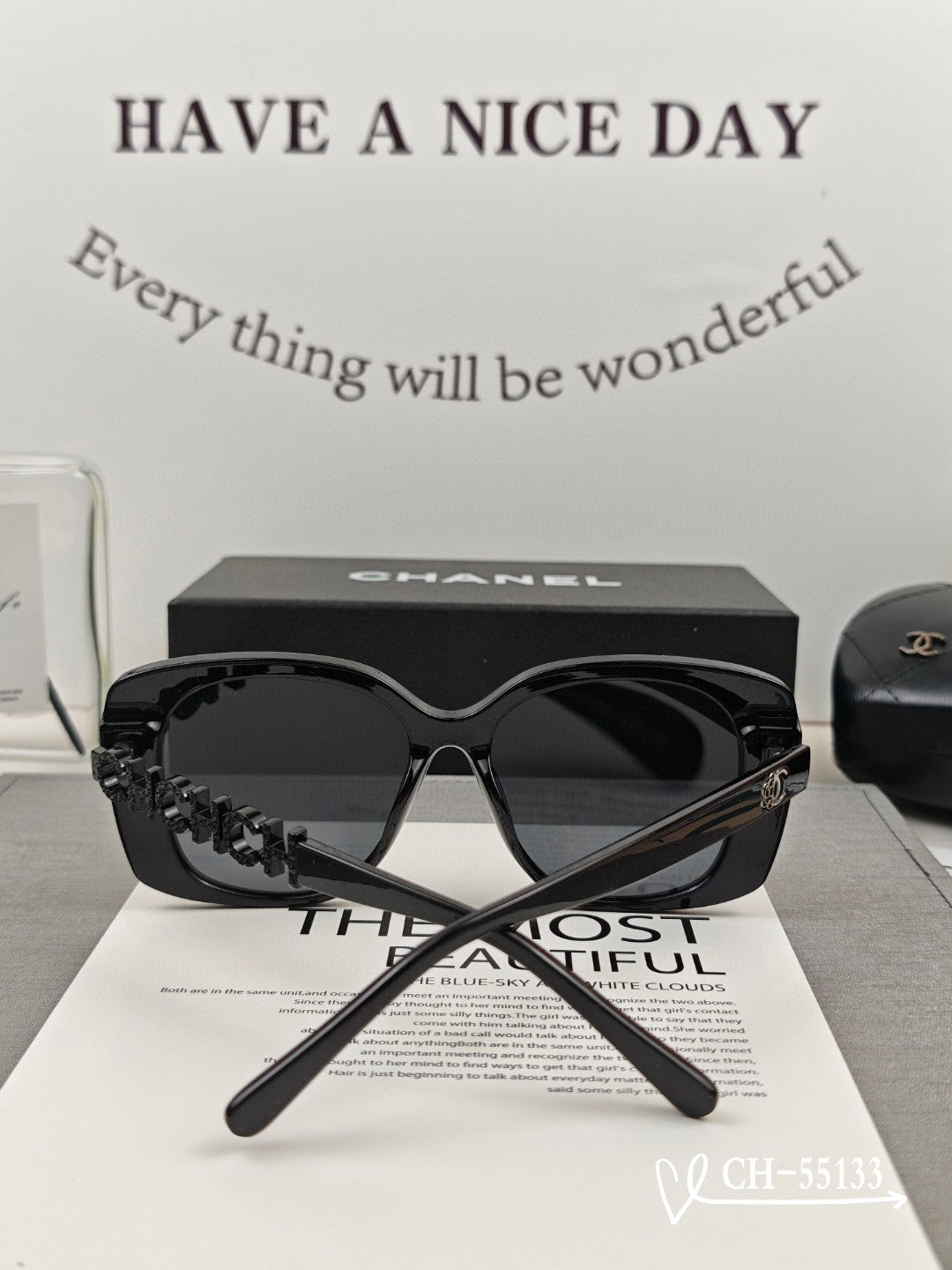 SQUARE SUNGLASSES 55133 IN ACETATE METAL FRAME - Black