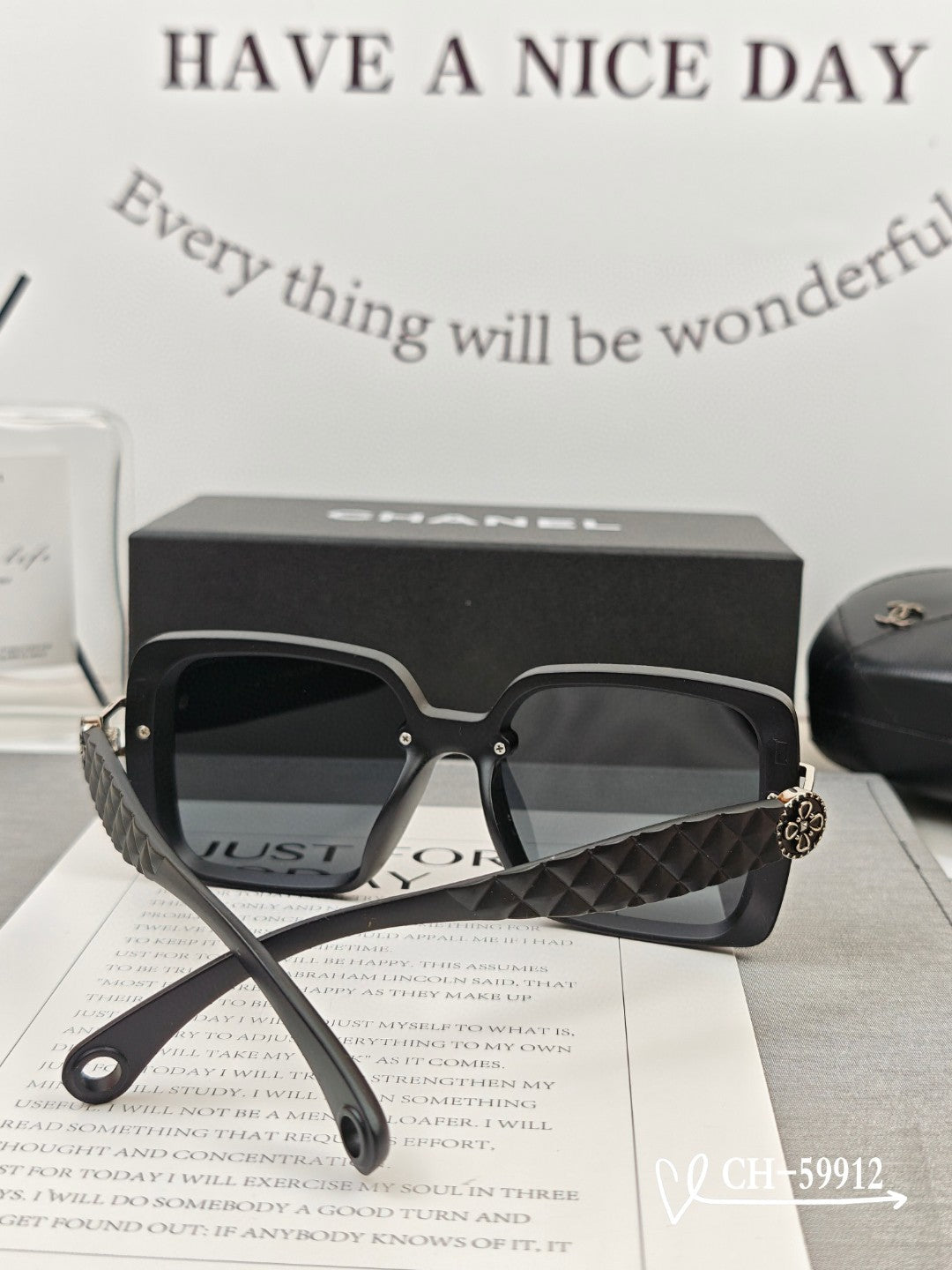 SQUARE SUNGLASSES 59912 IN ACETATE - Black