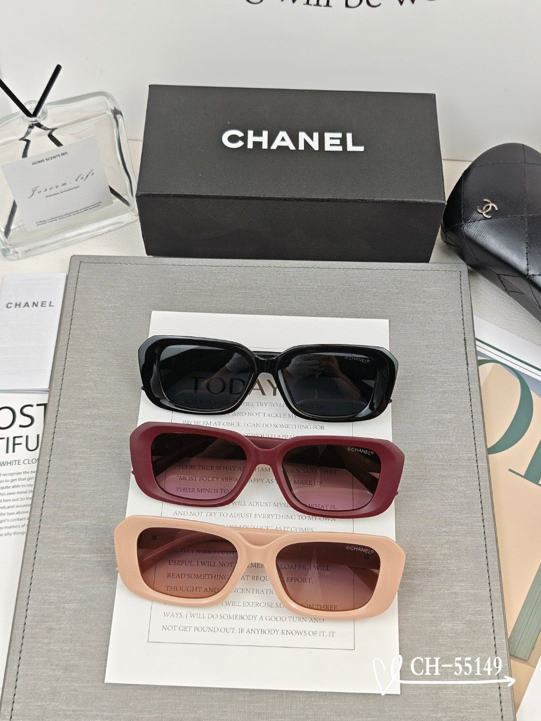 RECTANGULAR SUNGLASSES 55149 IN ACETATE - Black