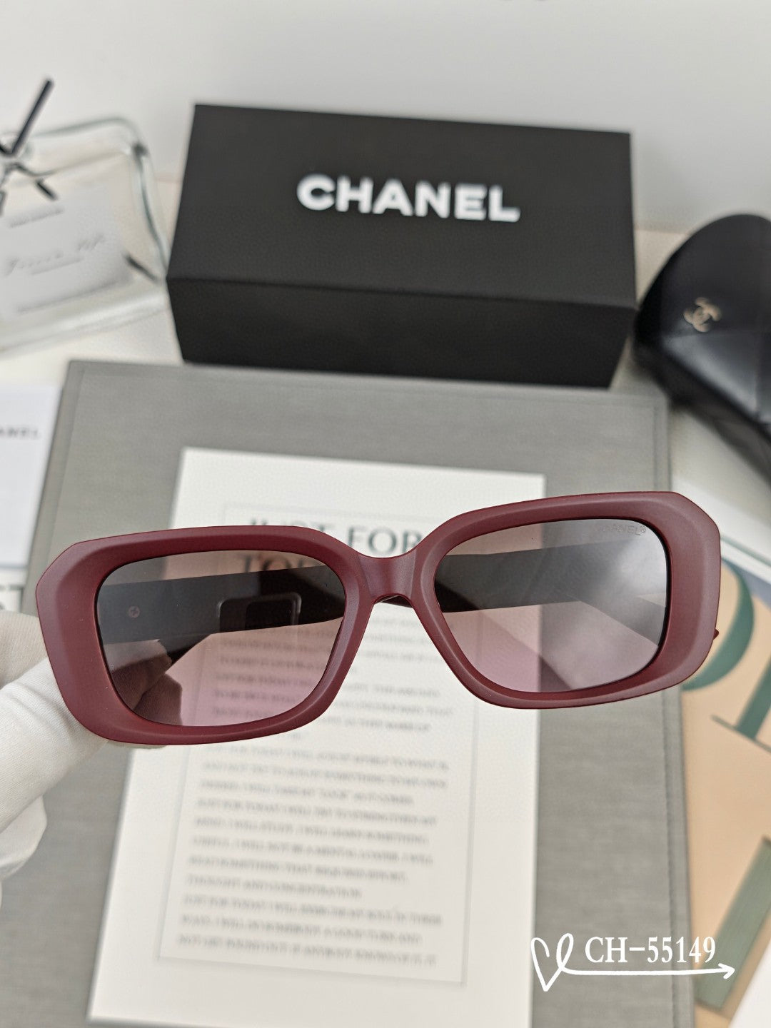 RECTANGULAR SUNGLASSES 55149 IN ACETATE - Black