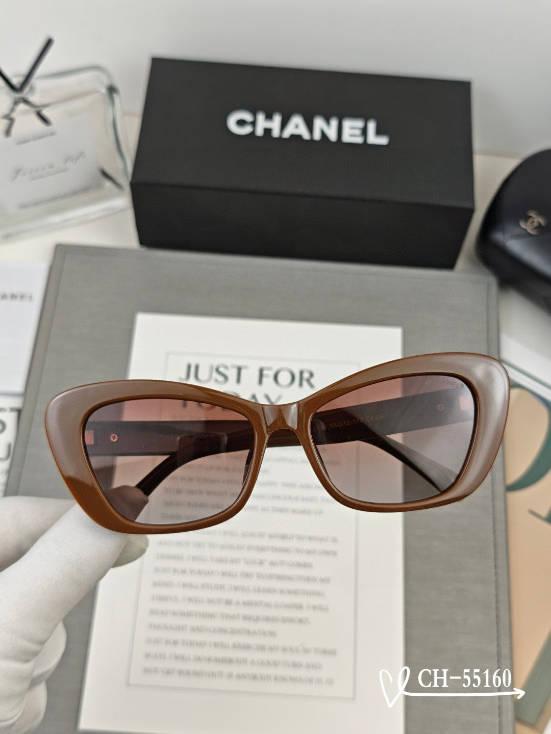 CAT EYE SUNGLASSES 55160 IN ACETATE - Black