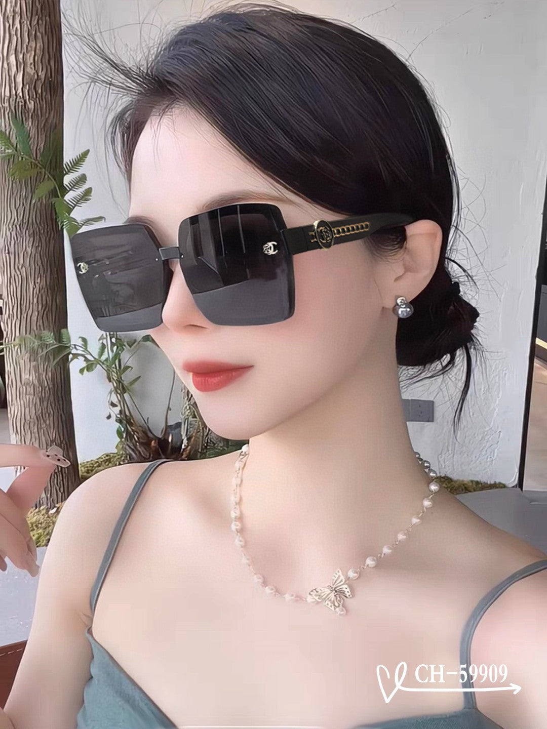 SQUARE SUNGLASSES 59909 IN BLACK TR FRAME WITH RESIN LENSES - Black