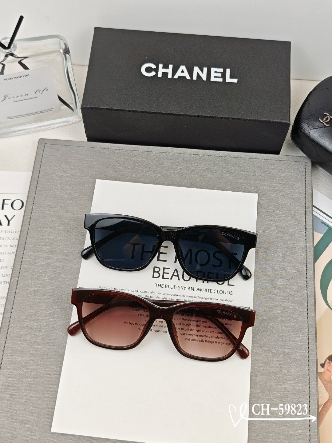 SQUARE SUNGLASSES 59823 IN ACETATE - Black