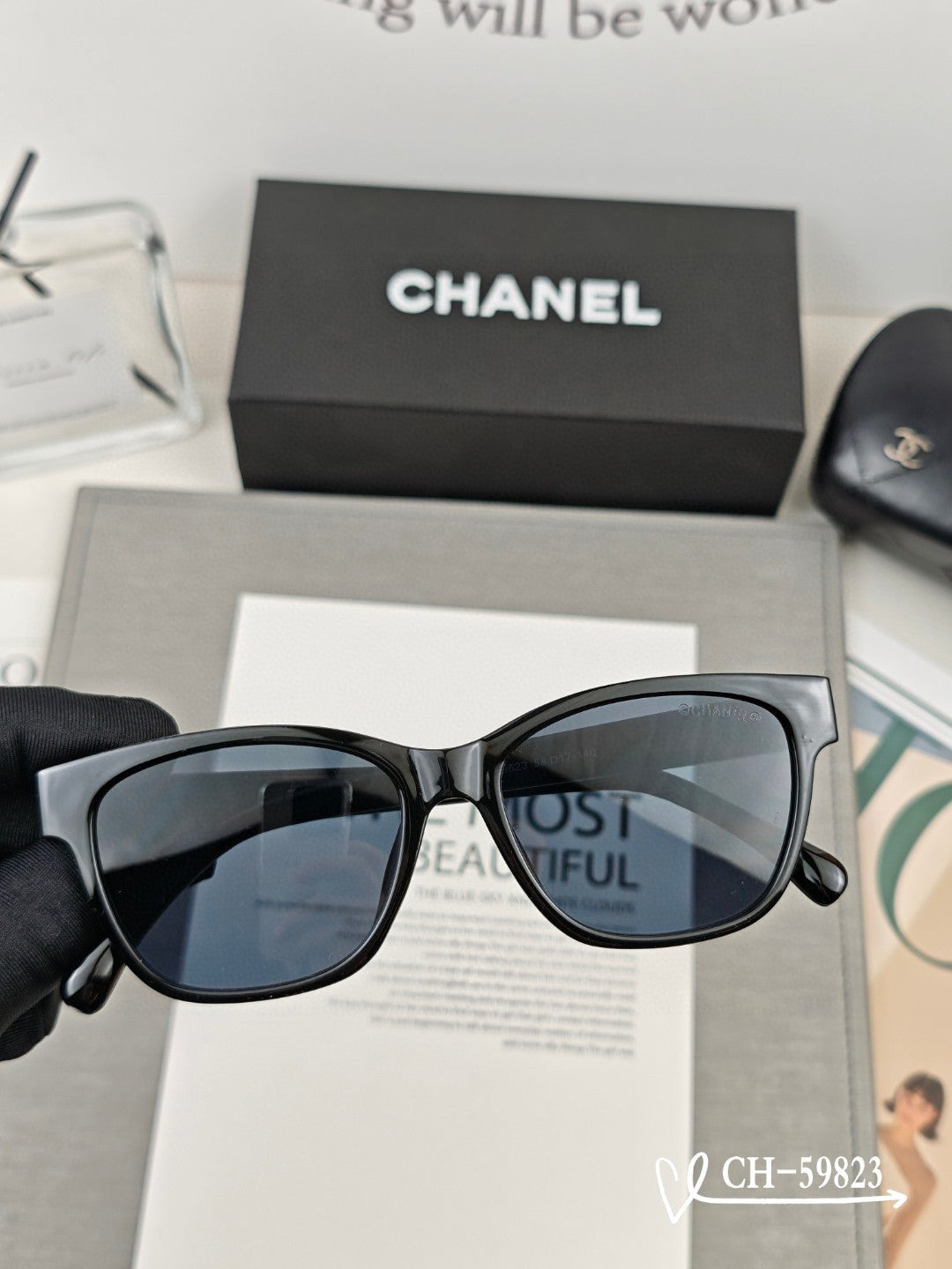 SQUARE SUNGLASSES 59823 IN ACETATE - Black