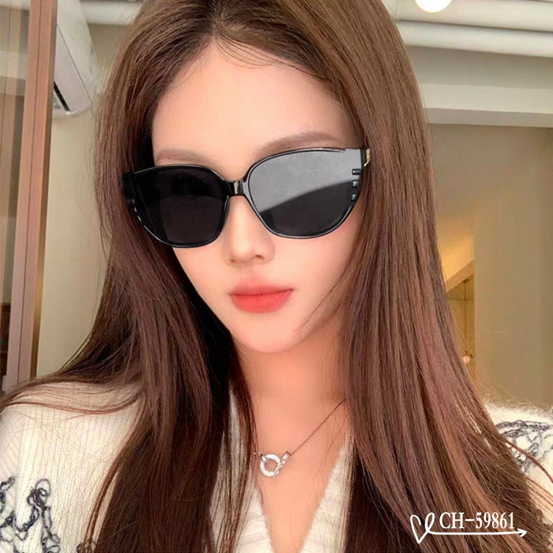 CAT EYE SUNGLASSES 59861 IN ACETATE METAL FRAME - Black