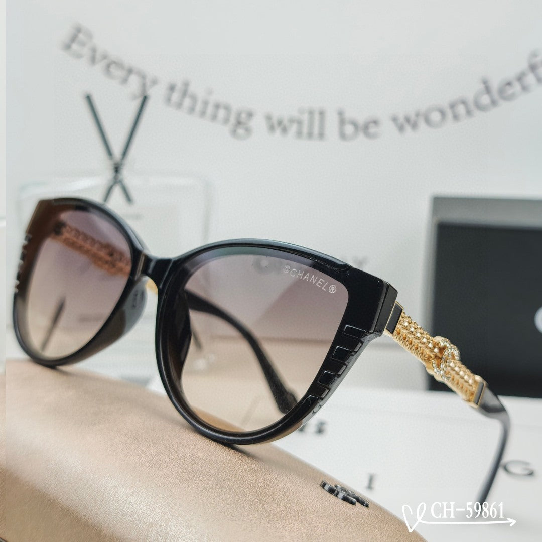 CAT EYE SUNGLASSES 59861 IN ACETATE METAL FRAME - Black