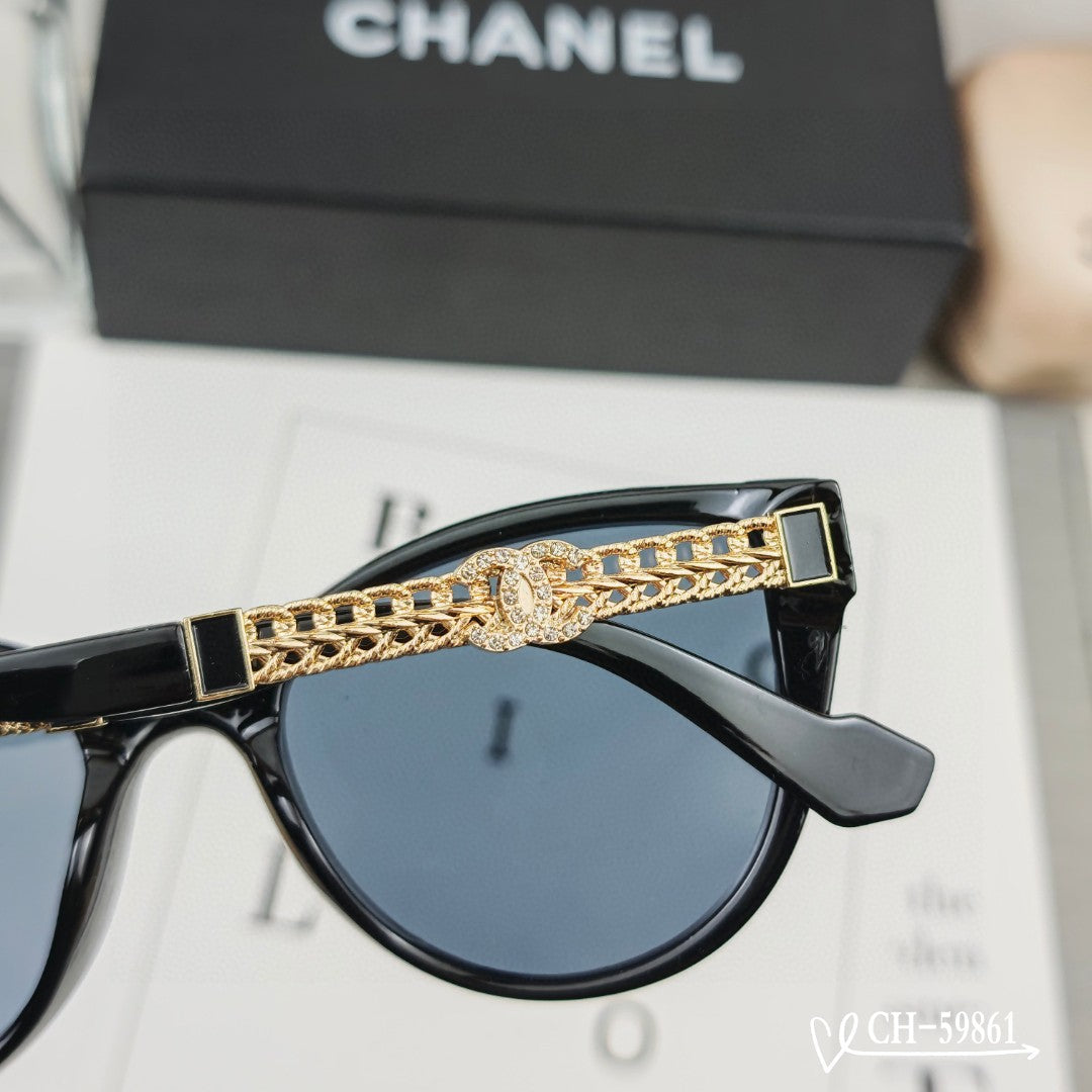 CAT EYE SUNGLASSES 59861 IN ACETATE METAL FRAME - Black