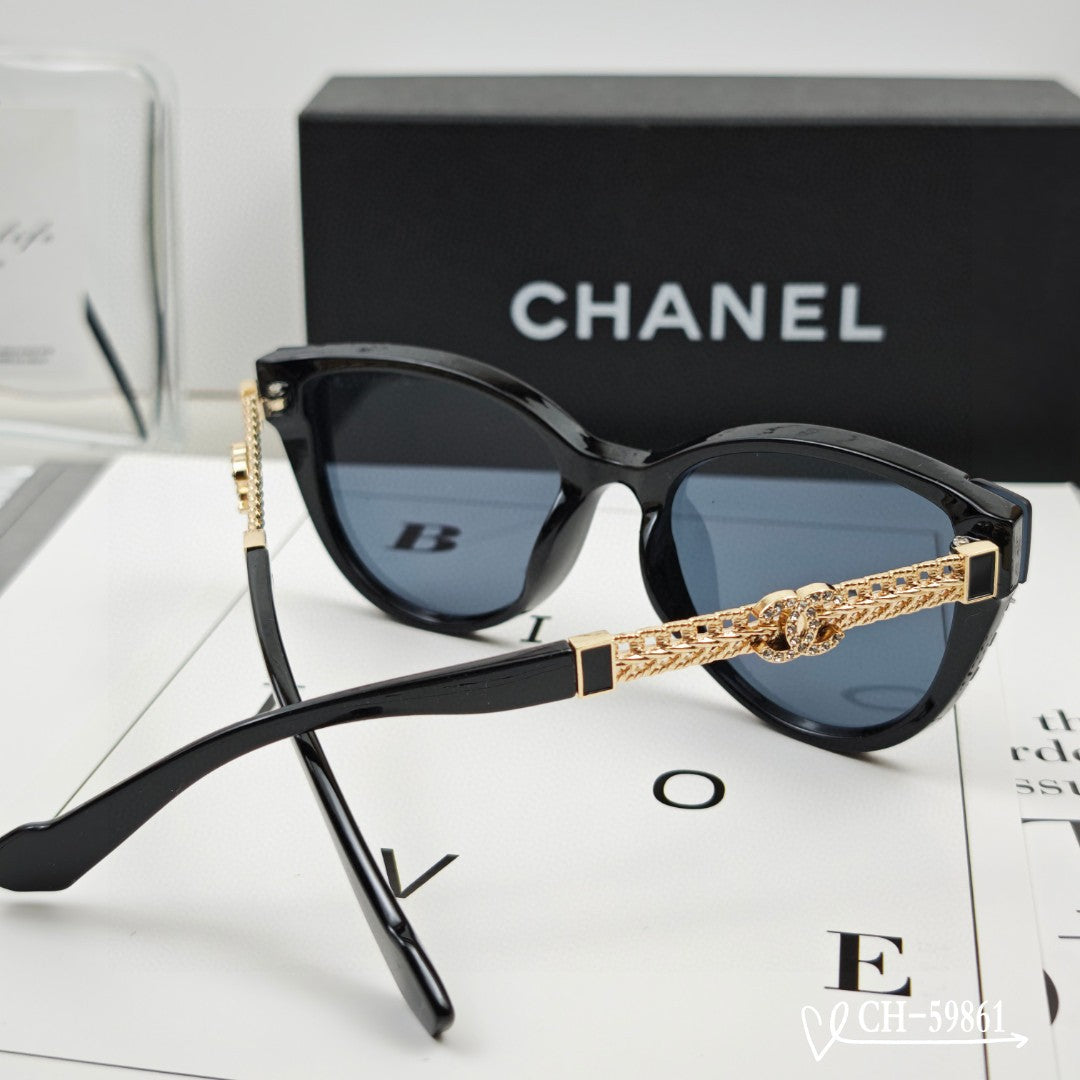 CAT EYE SUNGLASSES 59861 IN ACETATE METAL FRAME - Black