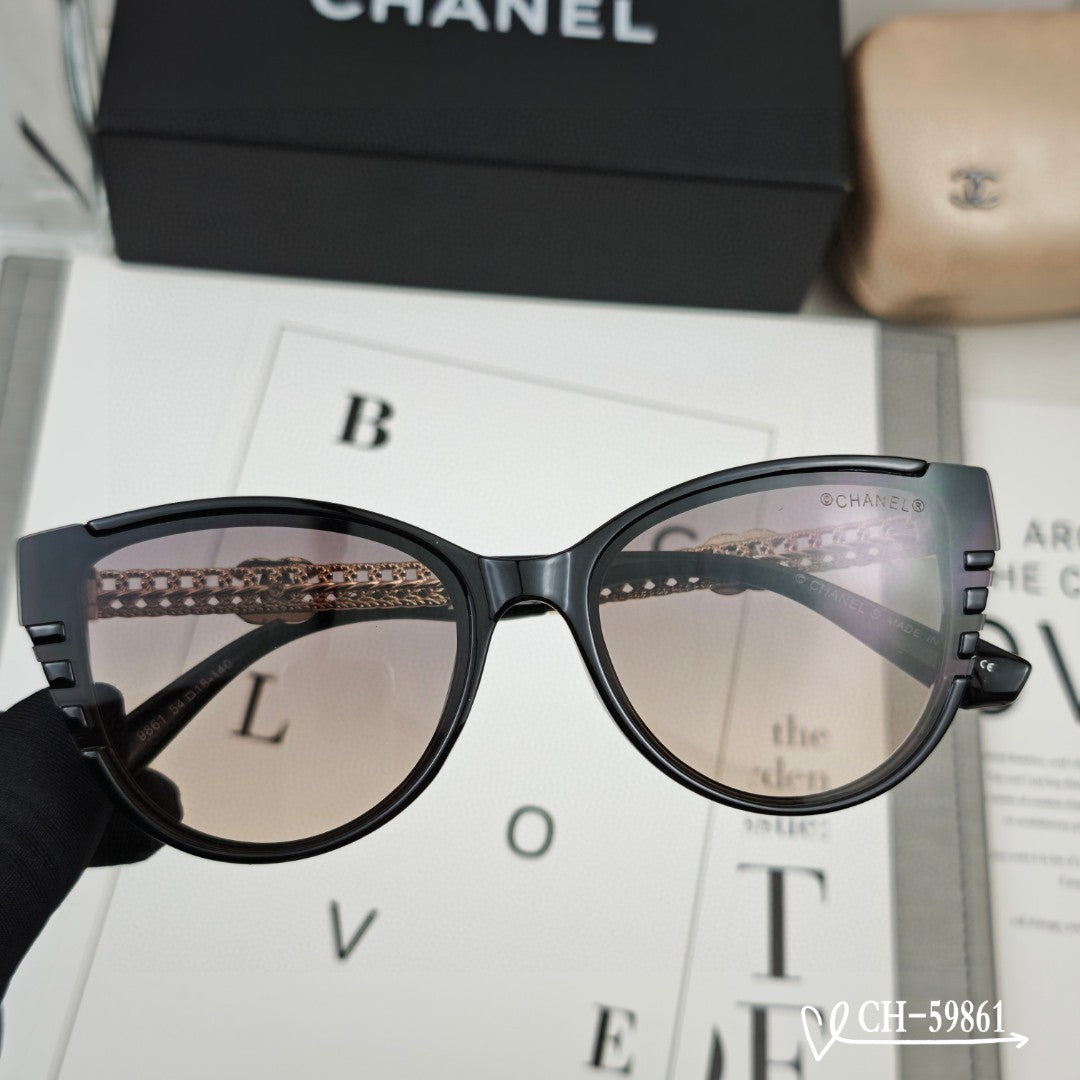 CAT EYE SUNGLASSES 59861 IN ACETATE METAL FRAME - Black