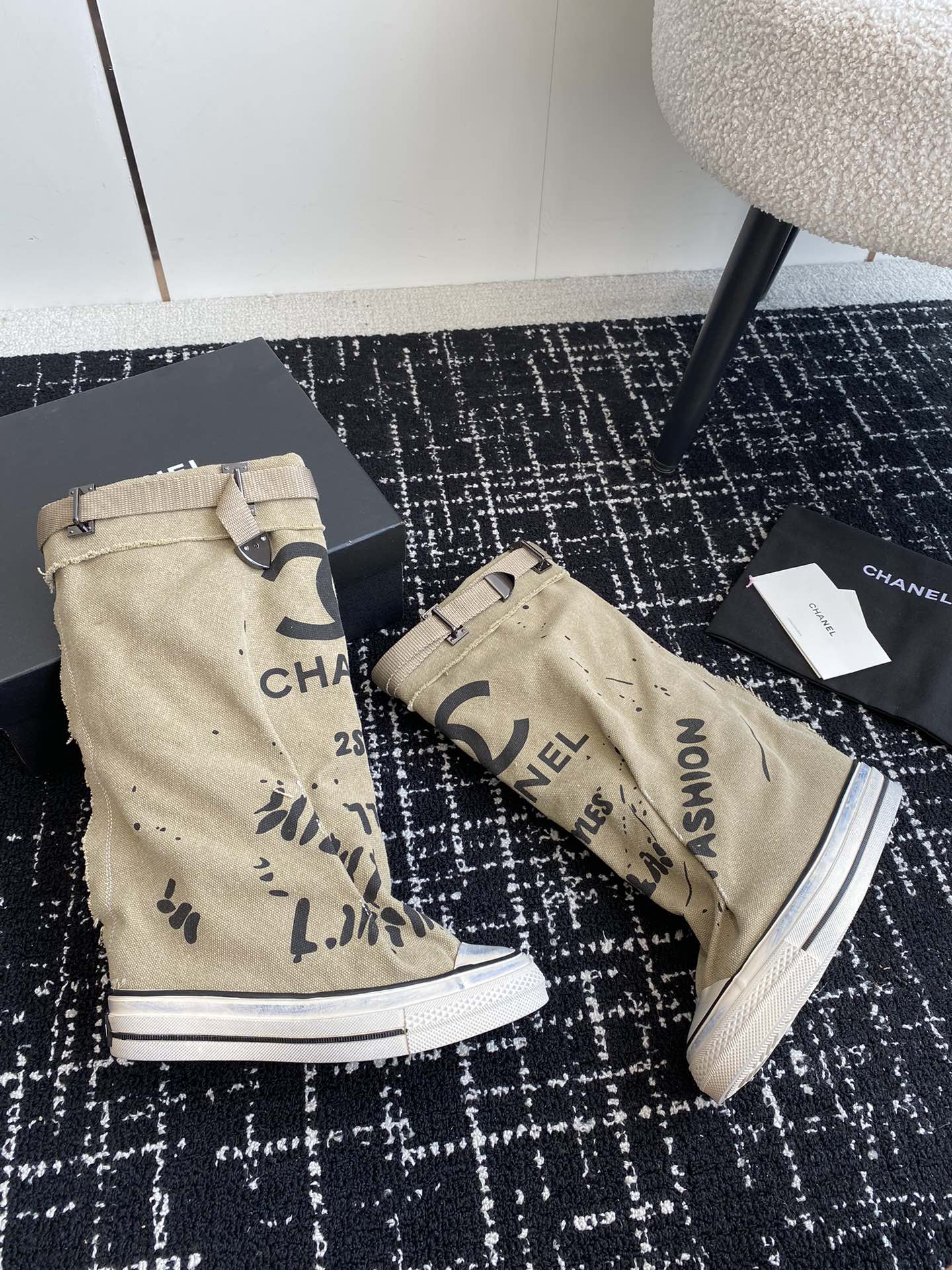 HIGH BOOTS IN TORTILLA BROWN CANVAS - 35
