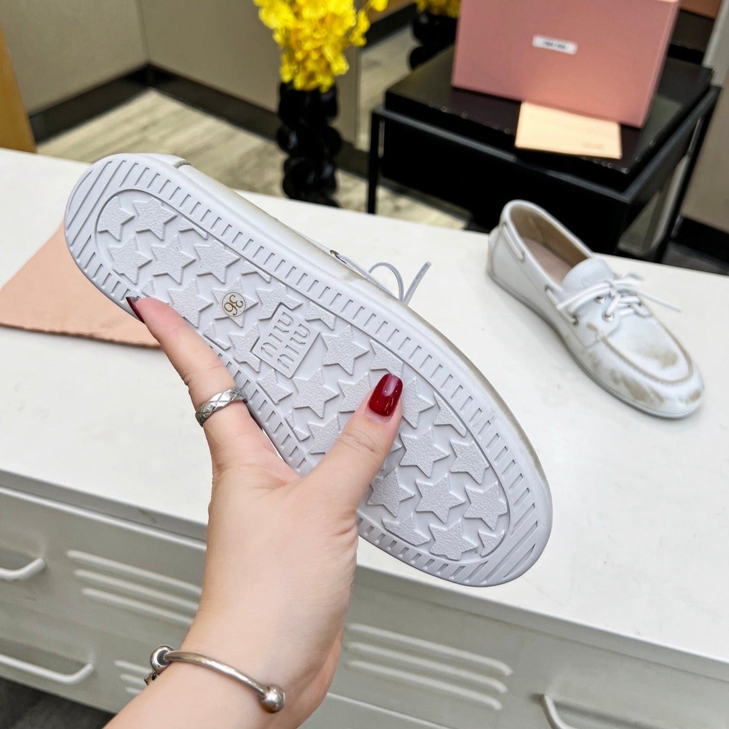Lace-up Retro Loafers White Cowhide - 35
