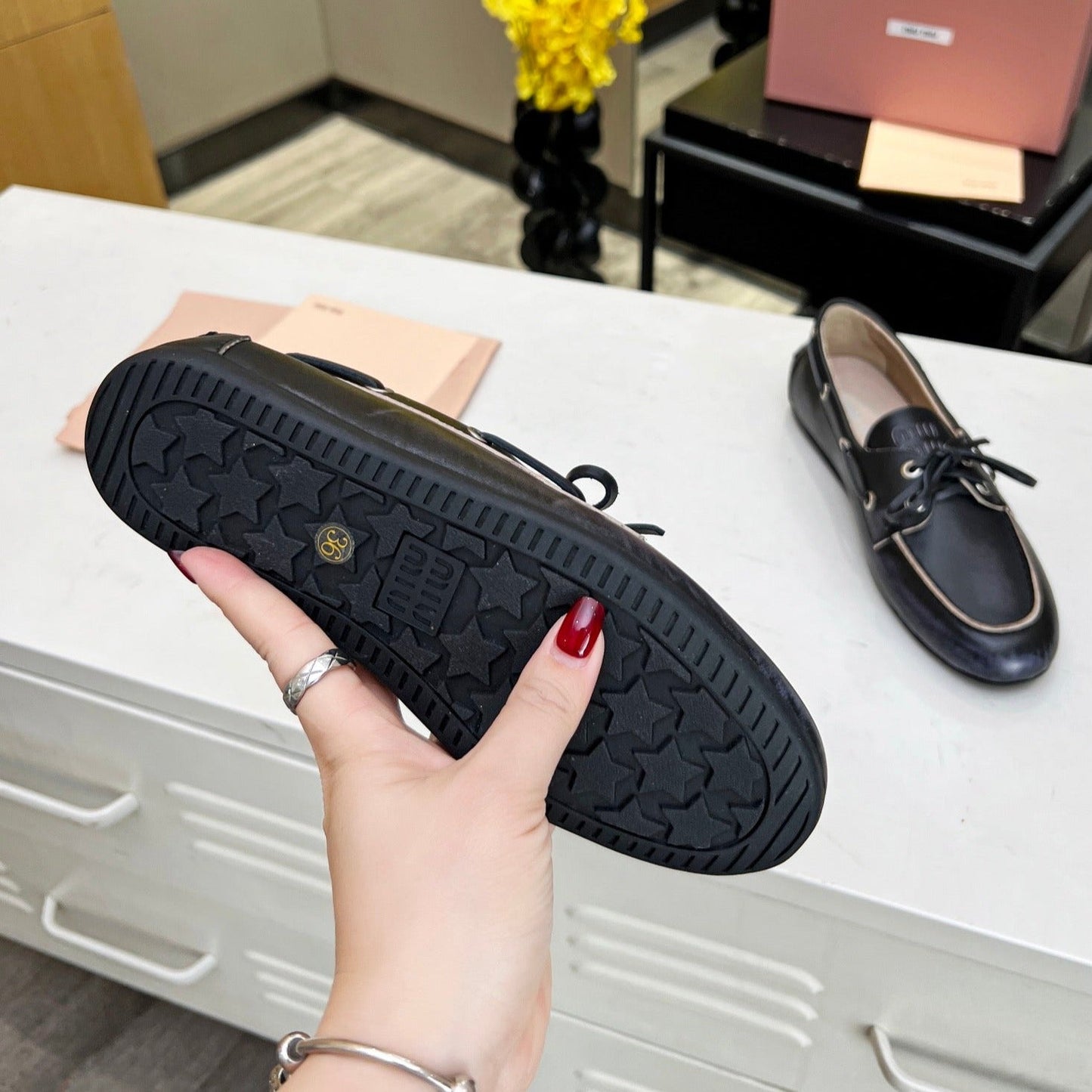 Lace-up Retro Loafers Black Cowhide - 35