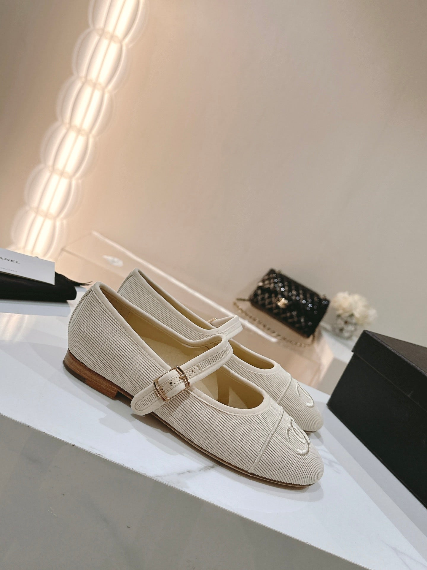 mary jane flat light pink corduroy - 35