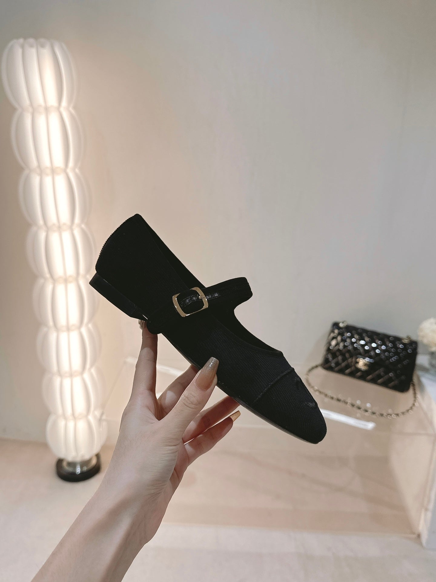 mary jane flat black corduroy - 35