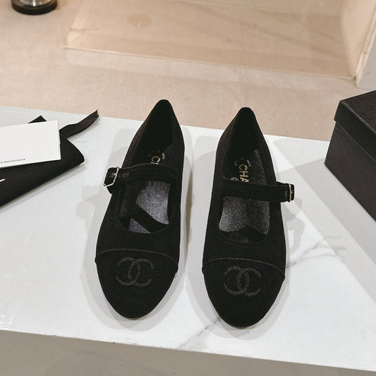 mary jane flat black corduroy - 35