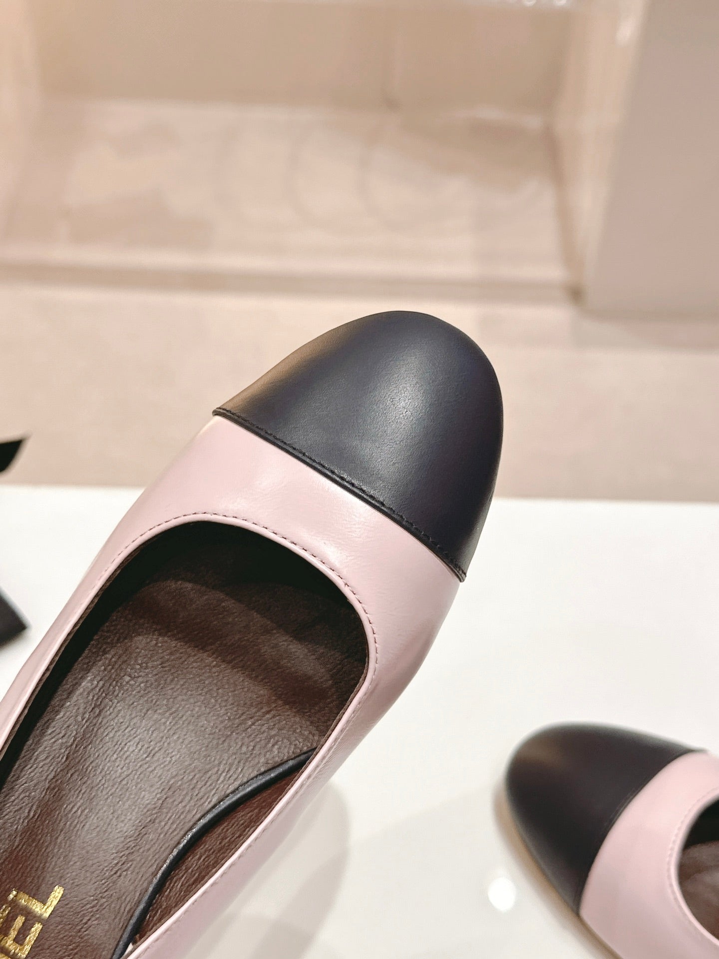 SLINGBACKS LIGHT PINK MIX BLACK SHEEPSKIN - 35