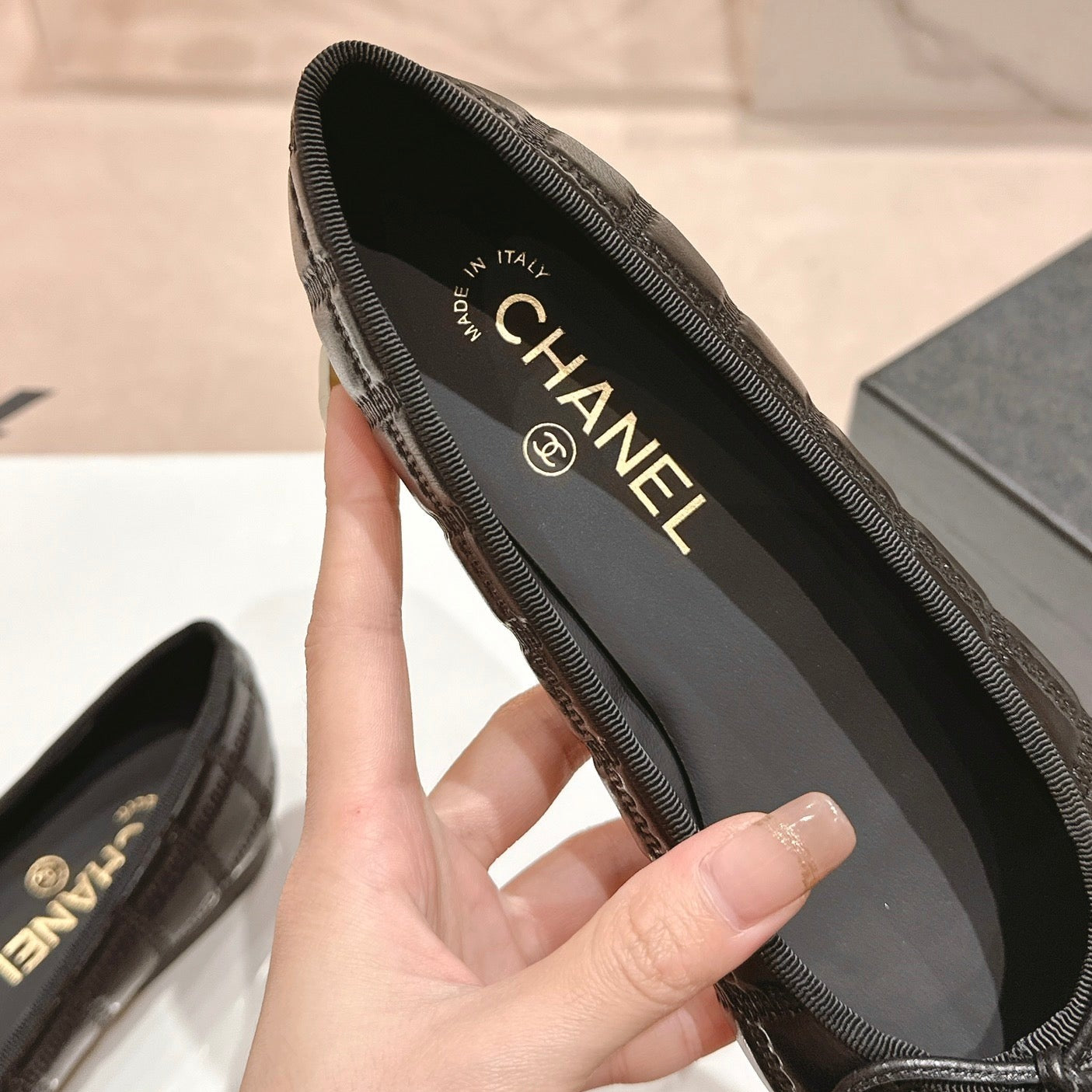 Double C New Ballet Flats Black Lambskin - 34