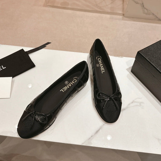 Double C New Ballet Flats Black Lambskin - 34