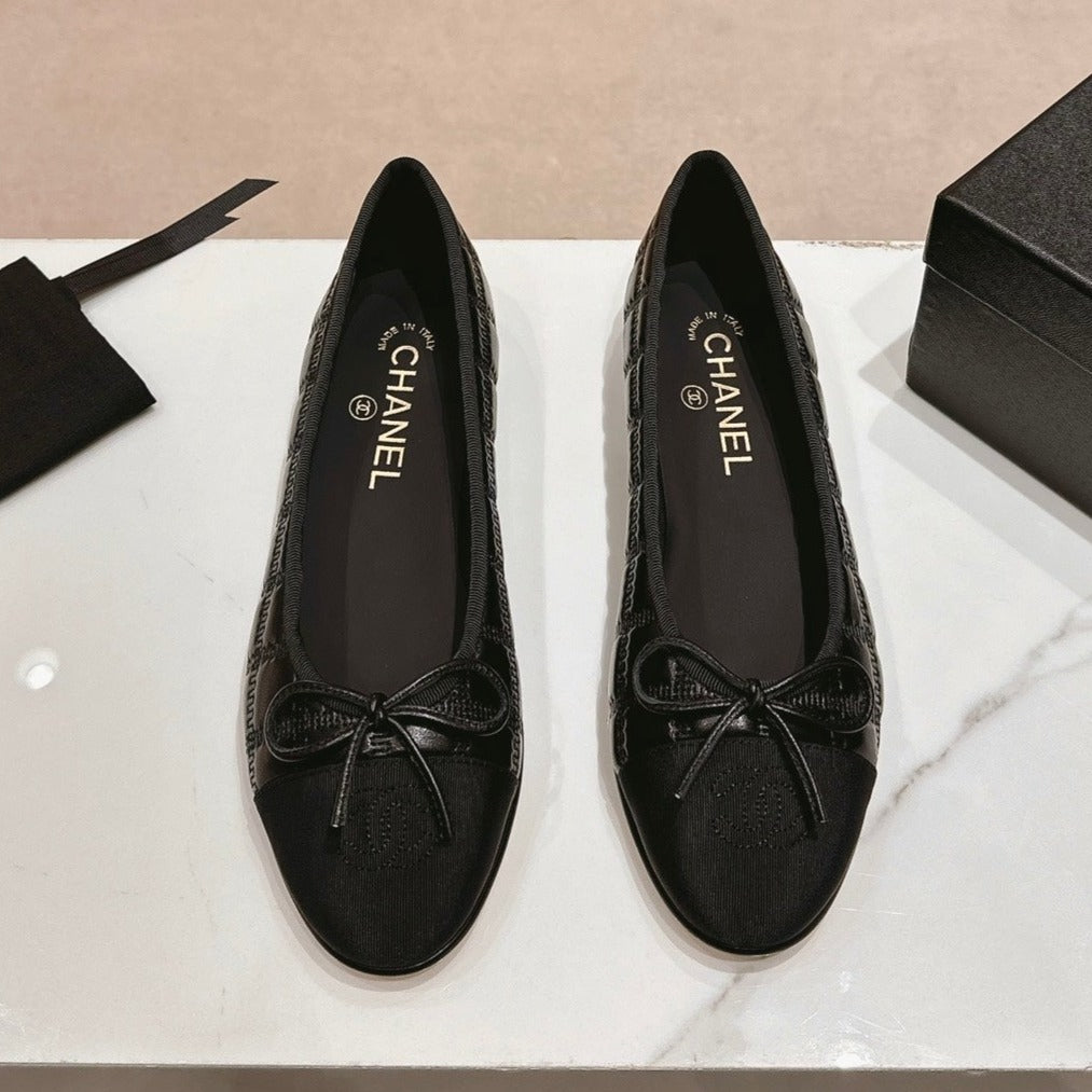 Double C New Ballet Flats Black Lambskin - 34