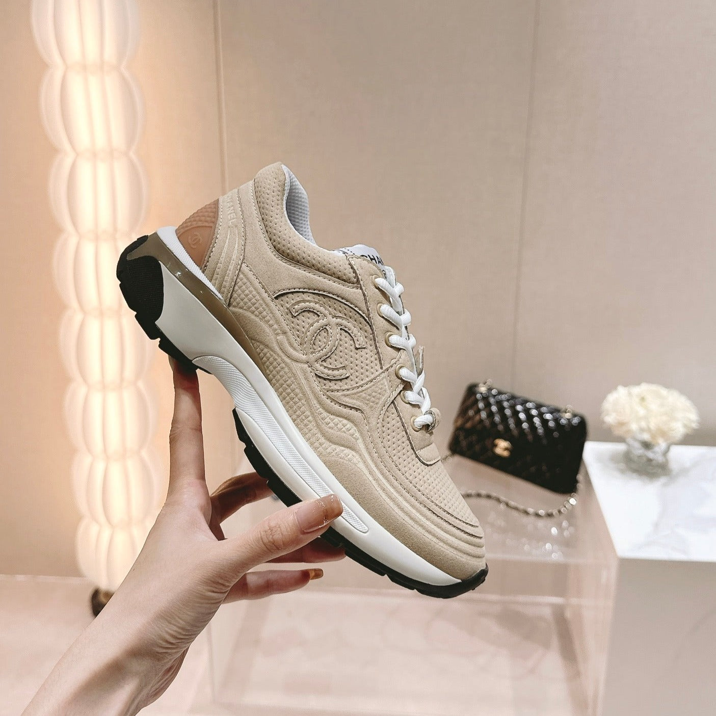 Women's Beige Cream Sneaker Breathable mesh - 35