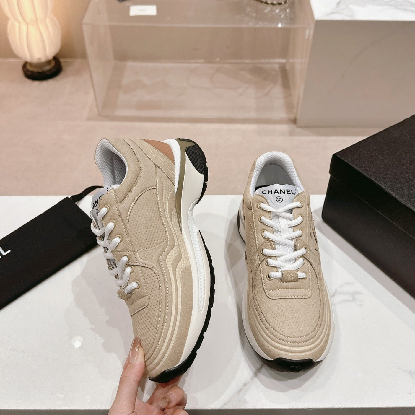 Women's Beige Cream Sneaker Breathable mesh - 35