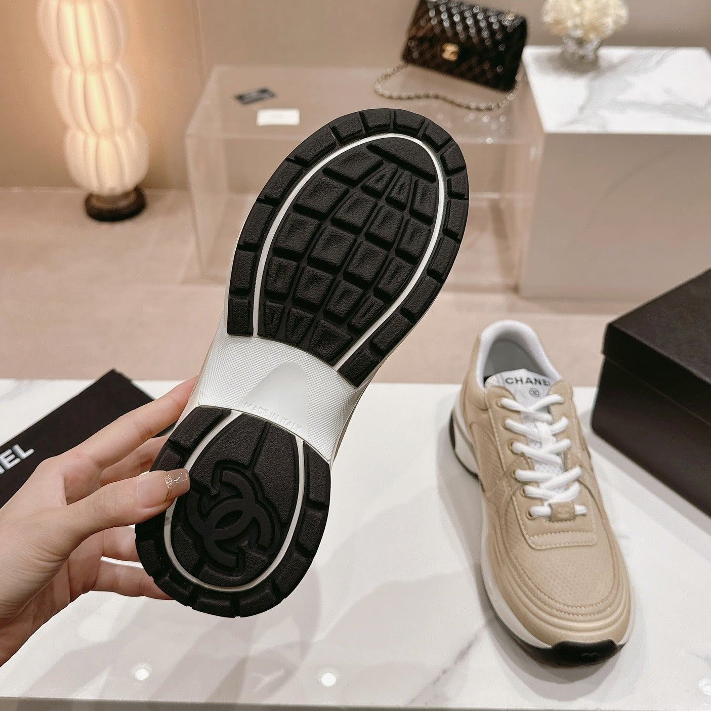 Women's Beige Cream Sneaker Breathable mesh - 35