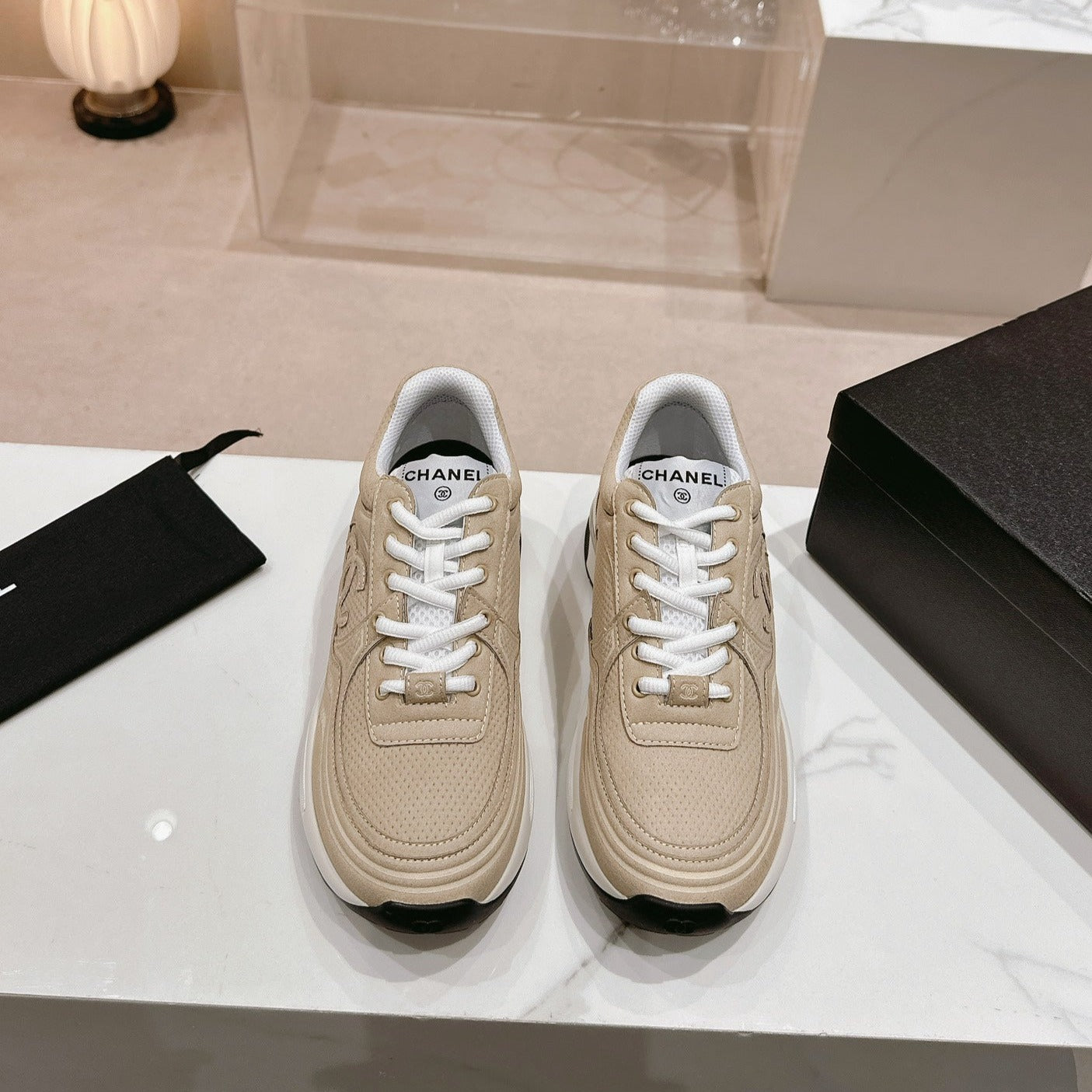 Women's Beige Cream Sneaker Breathable mesh - 35