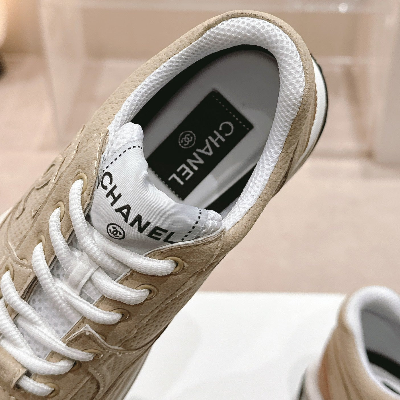 Women's Beige Cream Sneaker Breathable mesh - 35