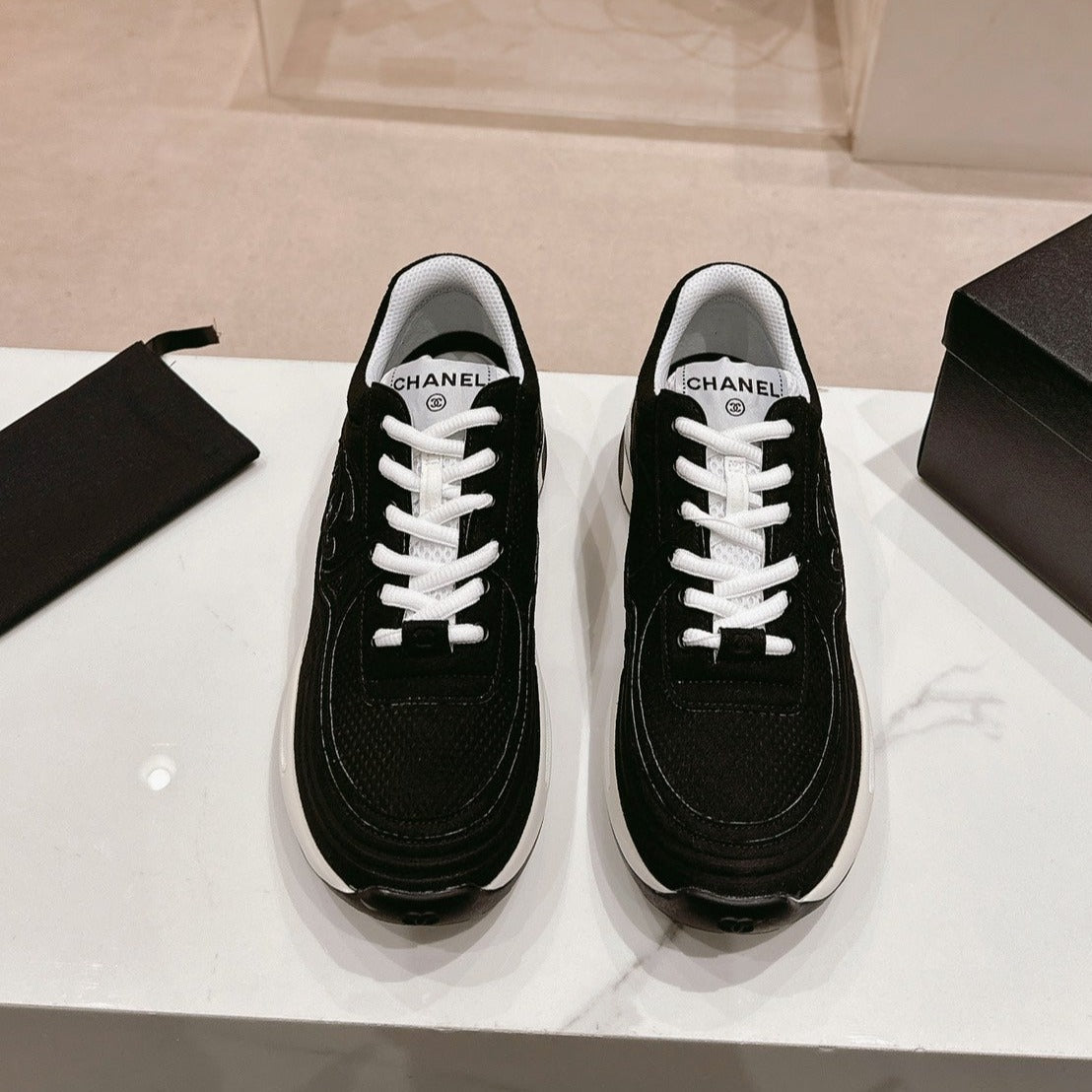 Women's Black White Sneaker Breathable mesh - 35
