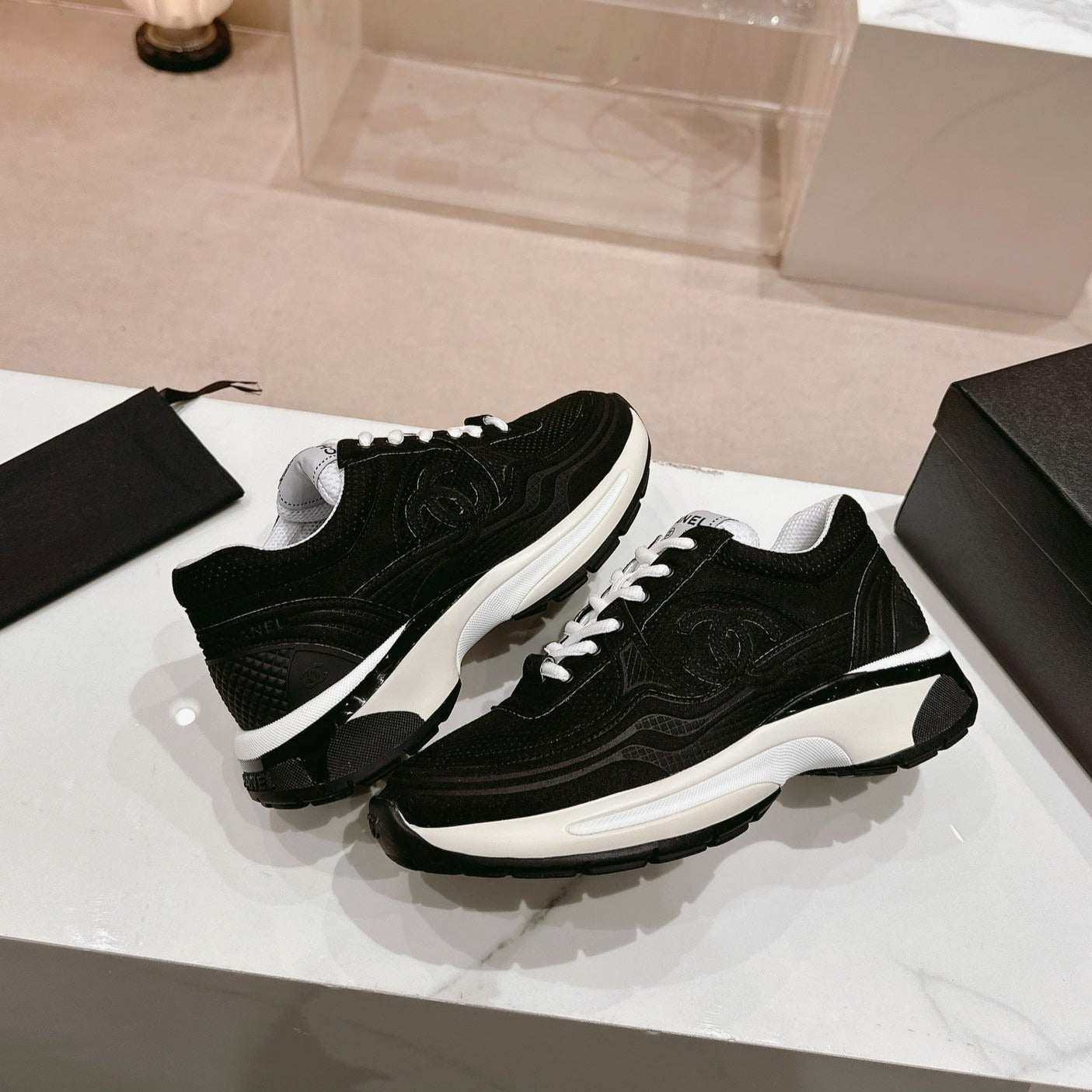 Women's Black White Sneaker Breathable mesh - 35