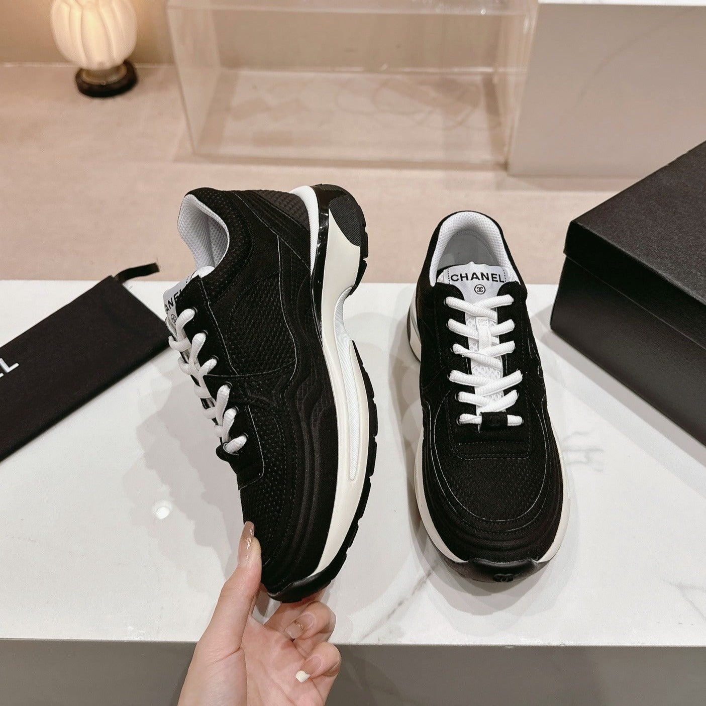 Women's Black White Sneaker Breathable mesh - 35