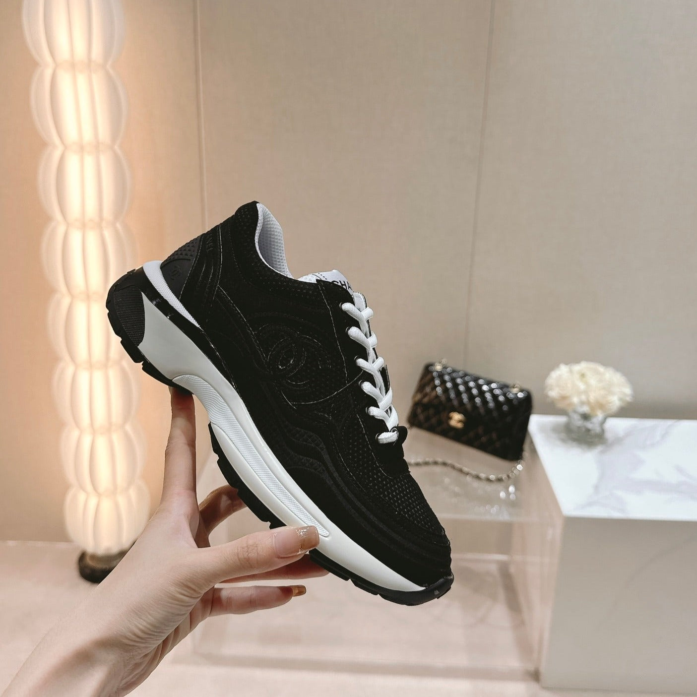 Women's Black White Sneaker Breathable mesh - 35
