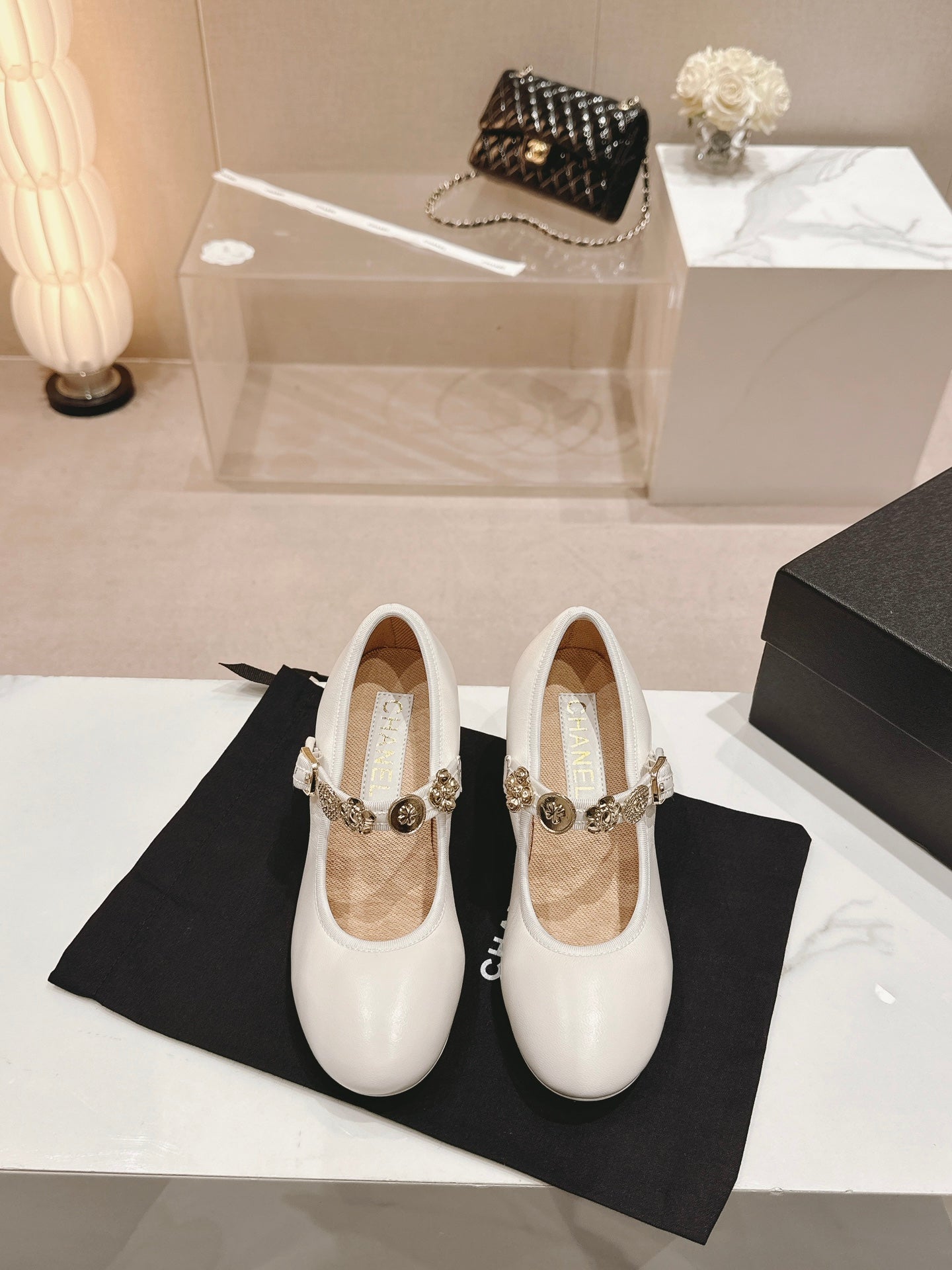MARY JANE SHOES WHITE LAMBSKIN - 35