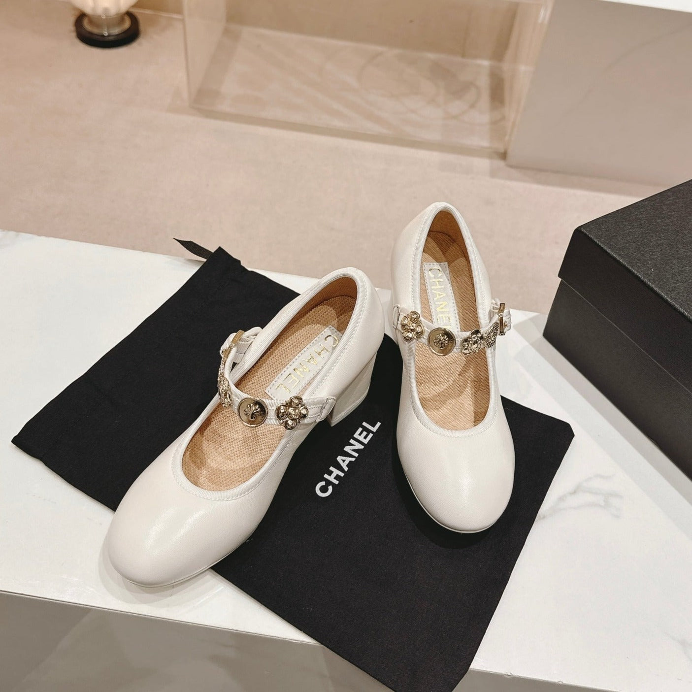 MARY JANE SHOES WHITE LAMBSKIN - 35