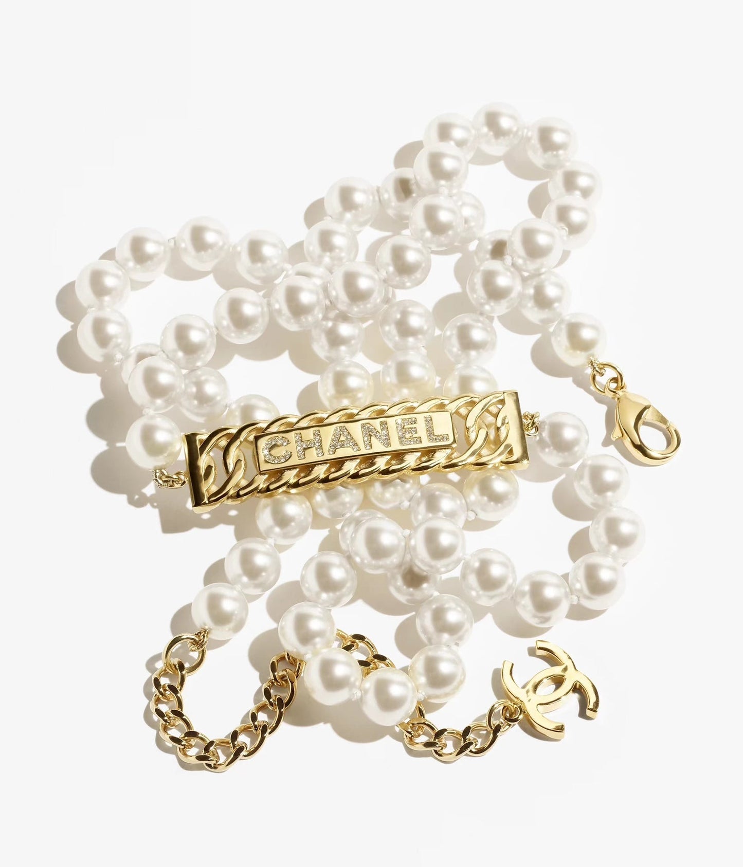 CHANEL 25S CHAIN BELT IN WHITE PEARL 615991 - 30