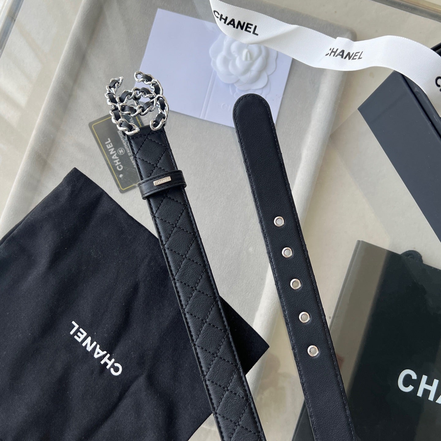 CHANEL 25S BELT 30 MM IN BLACK CALFSKIN 616606 - 30