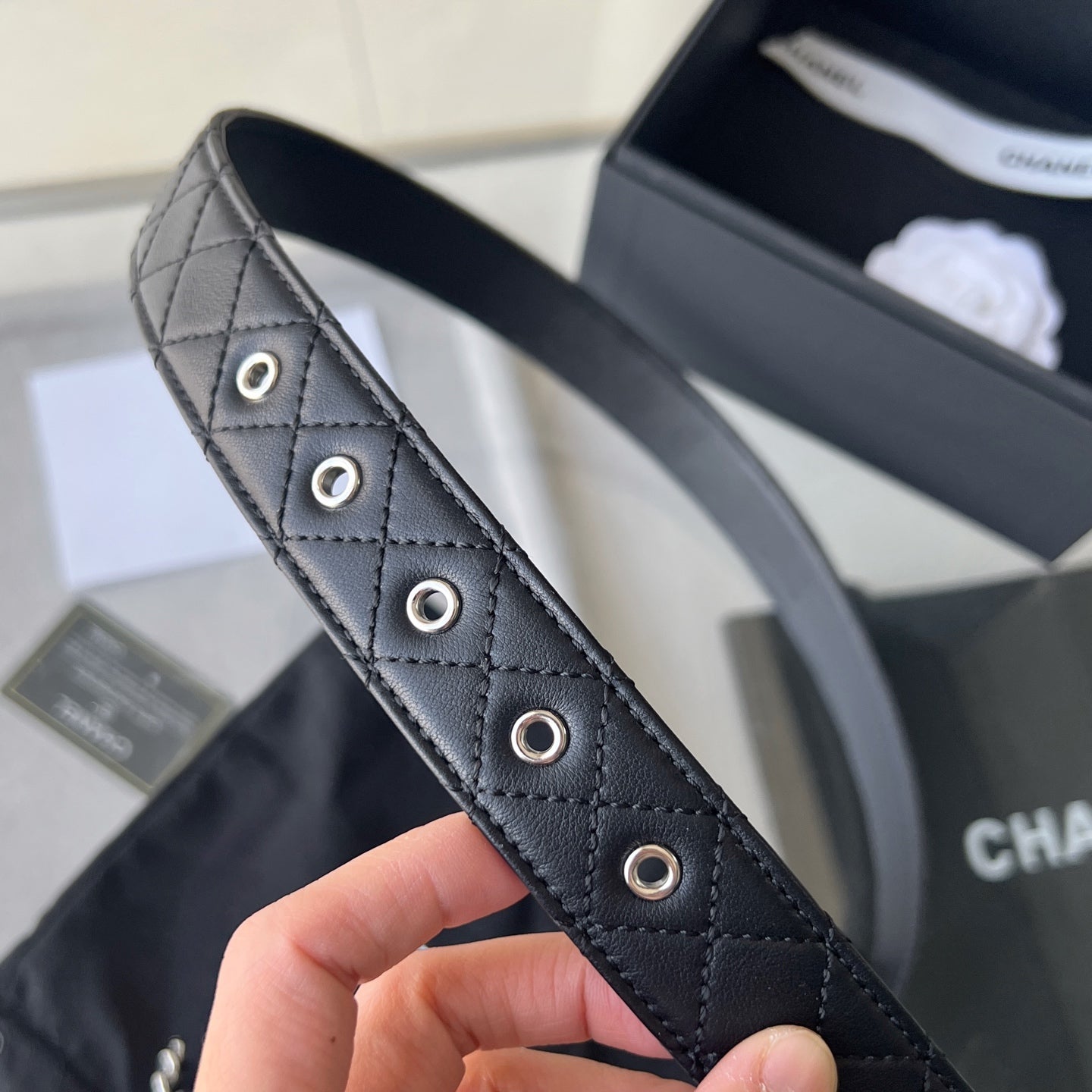 CHANEL 25S BELT 30 MM IN BLACK CALFSKIN 616606 - 30