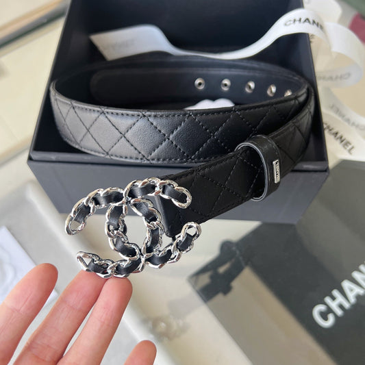 CHANEL 25S BELT 30 MM IN BLACK CALFSKIN 616606 - 30