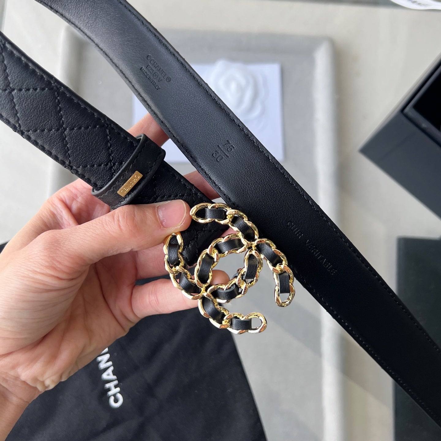 CHANEL 25S BELT 30 MM IN BLACK CALFSKIN 616607 - 30