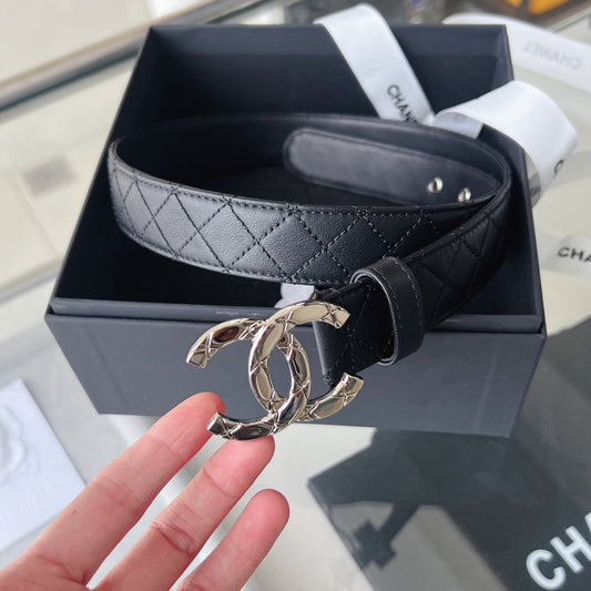 CHANEL 25S BELT 30 MM IN BLACK CALFSKIN 616604 - 30