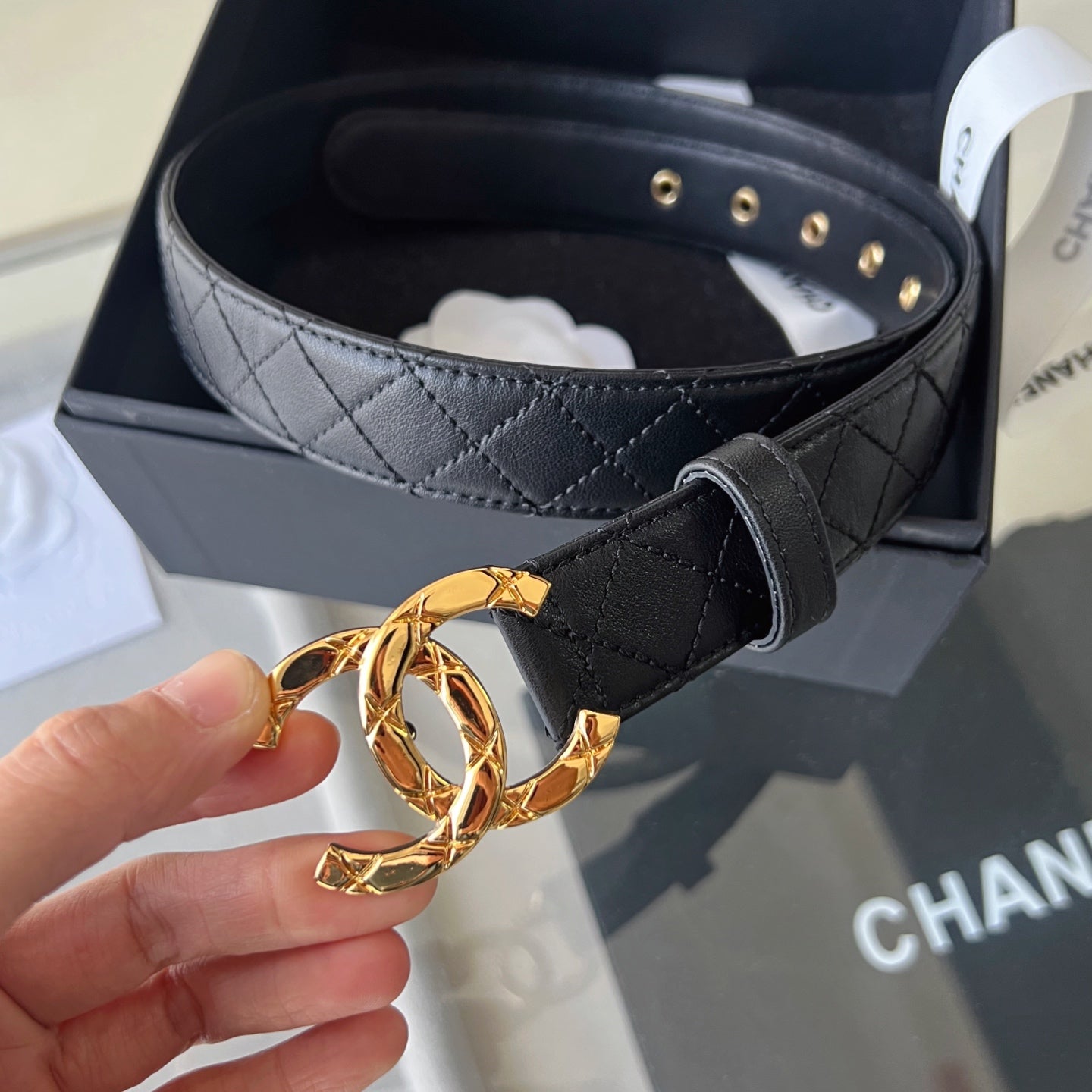 CHANEL 25S BELT 30 MM IN BLACK CALFSKIN 616605 - 30