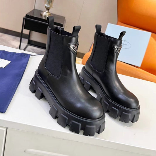 PRA MONOLITH BRUSHED BOOTIES 55 BLACK CALFSKIN - 35