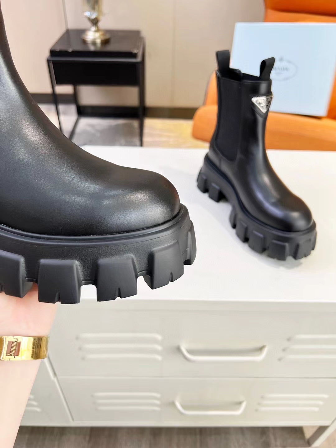 PRA MONOLITH BRUSHED BOOTIES 55 BLACK CALFSKIN - 35